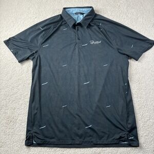 UNRL Barstool Golf Polo Shirt Men's Large Stretch Blue AOP Leaves‎ Performance